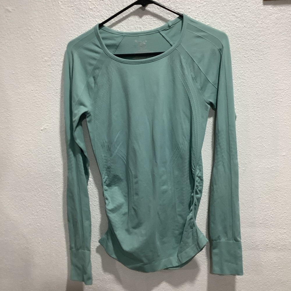 GAIAM Womens Small Green Long Sleeve Activewear Shirt Lightweight Gym Pullover
